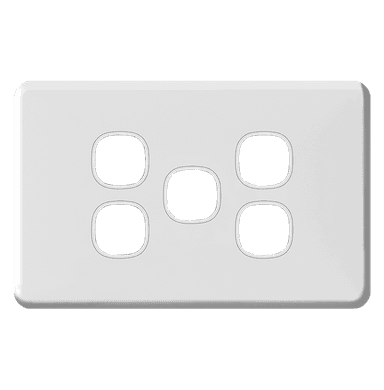 ENIGMA 5Gang Empty Grid with Surround Classic White (Australian Standard)