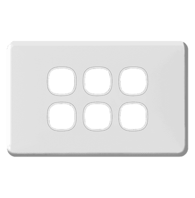 ENIGMA 6Gang Empty Grid with Surround Classic White (Australian Standard)