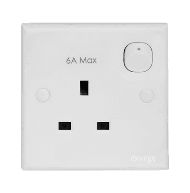 CASABLANCA 13Amp. Single Switched Socket Outlet, 6Amp.Max White