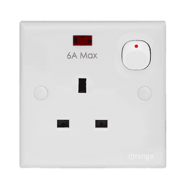 CASABLANCA 13Amp. Single Switched Socket Outlet, 6Amp.Max with Neon White