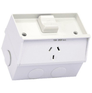 ATLANTIS 56Series 10/15Amp. 250V IP53 1Gang Surface Mount Switched Socket Outlet (Aus.)