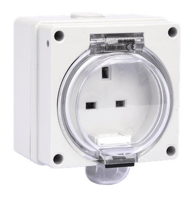 ATLANTIS 56Series 13Amp. 250V IP65 3Pole Surface Mounted Socket Outlet with Front Flap