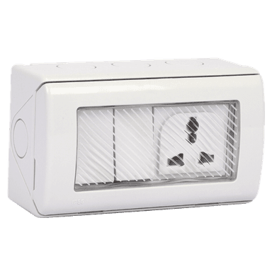 ATLANTIS 56Series 15Amp. 250V IP55 2Gang Surface Mount Switched Socket Outlet