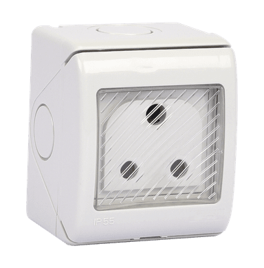 ATLANTIS 56Series 15Amp. 250V IP55 1Gang Un-Switched Socket Outlet