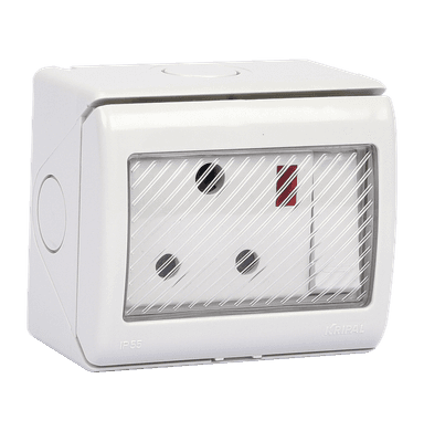 ATLANTIS 56Series 15Amp. 250V IP55 2Gang Surface Mount Switched Socket Outlet