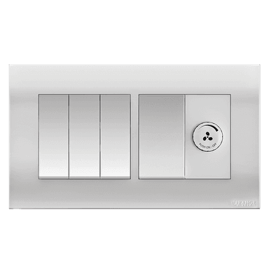 AKOYA 16Amp. 4Gang + Fan Controller White with White Surround