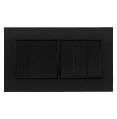 AKOYA 16Amp. 6Gang 1Way Switch B/Matte with B/Matte Surround