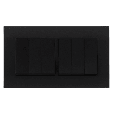 AKOYA 16Amp. 6Gang 2Way Switch B/Matte with B/Matte Surround