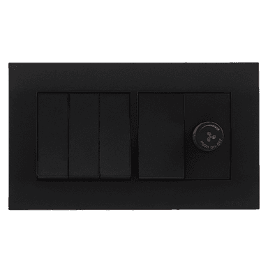 AKOYA 16Amp. 4Gang + Fan Controller B/Matte with B/Matte Surround