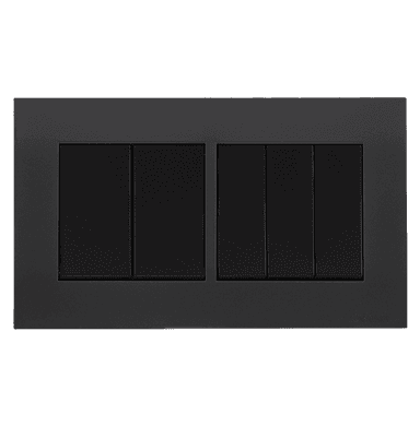 AKOYA 16Amp. 5Gang 1Way Switch B/Matte with GM/Matte Surround