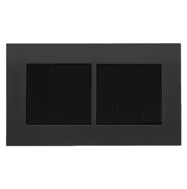 AKOYA 16Amp. 6Gang 1Way Switch B/Matte with GM/Matte Surround