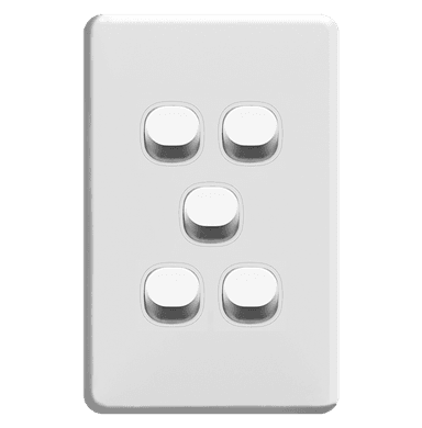 ENIGMA 16Amp. 250V a.c. 5Gang 2Way Vertical Classic White (Australian Standard)