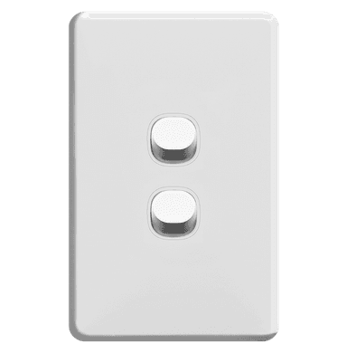 ENIGMA 16Amp. 250V a.c. 2Gang 2Way Vertical Slim Classic White (Australian Standard)