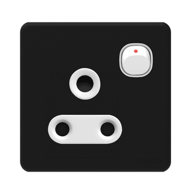 ENIGMA 15Amp. Single Switched Socket Outlet Pearl Black (British Standard)