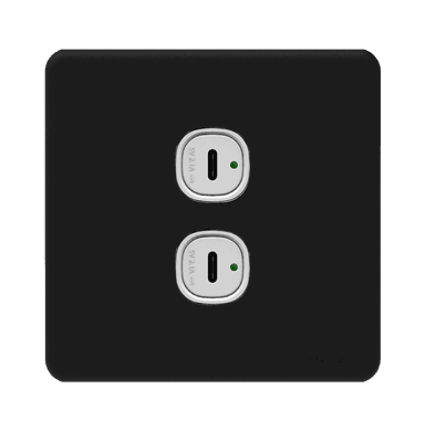 ENIGMA 2.1Amp. 2Gang Type-C USB Charger Outlet Pearl Black