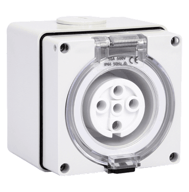 ATLANTIS 56Series 32Amp. 500V IP65 5Pole Surface Mounted Socket Outlet with Front Flap