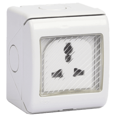 ATLANTIS 56Series 13Amp. 250V IP55 1Gang Un-Switched Multi Socket Outlet