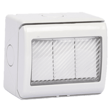 ATLANTIS 56Series 13Amp. 250V IP55 3Gang 2Way Surfce Mounted Switch