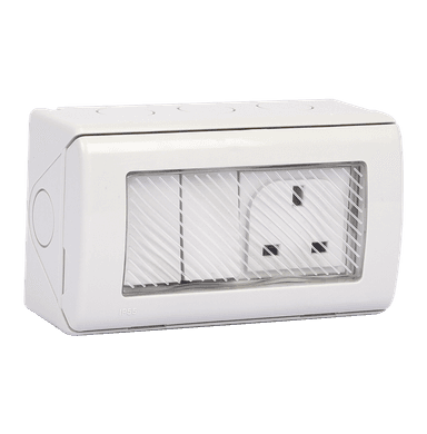ATLANTIS 56Series 13Amp. 250V IP55 2Gang Surface Mount Switched Socket Outlet