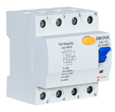 SIGMA 63Amp. 4Pole 100mA, 400V RCCB